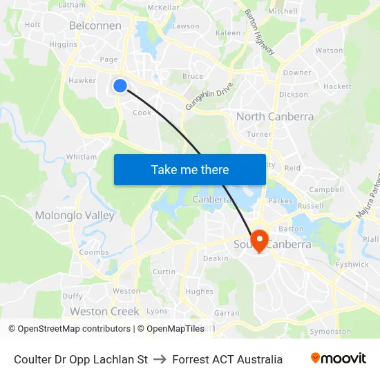 Coulter Dr Opp Lachlan St to Forrest ACT Australia map