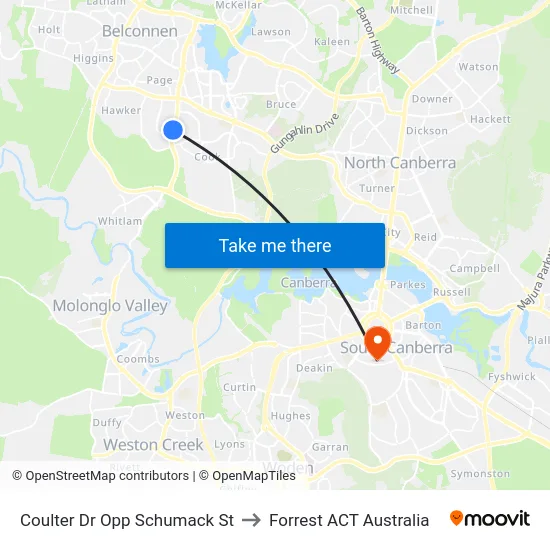 Coulter Dr Opp Schumack St to Forrest ACT Australia map