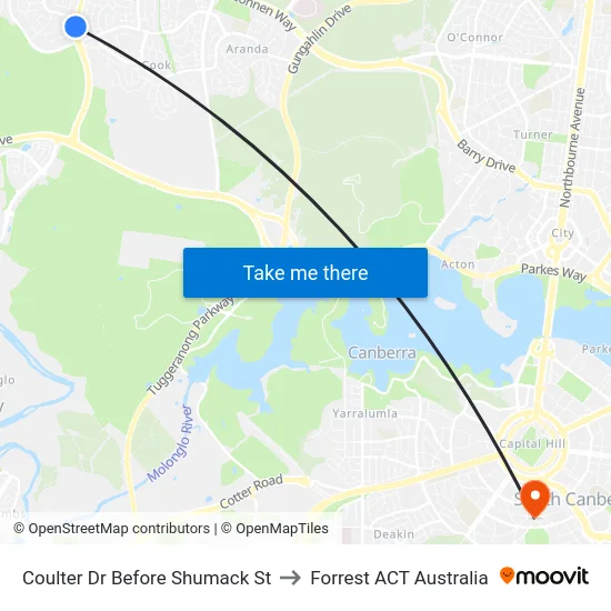 Coulter Dr Before Shumack St to Forrest ACT Australia map