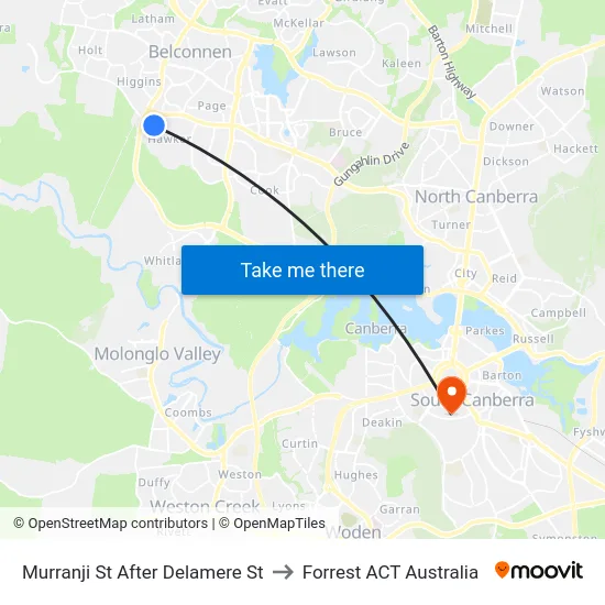 Murranji St After Delamere St to Forrest ACT Australia map