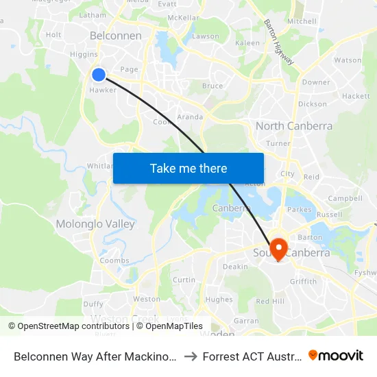 Belconnen Way After Mackinolty St to Forrest ACT Australia map