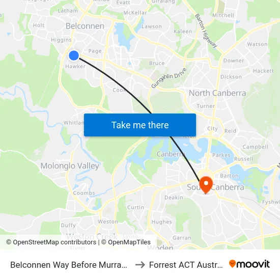 Belconnen Way Before Murranji St to Forrest ACT Australia map