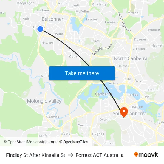 Findlay St After Kinsella St to Forrest ACT Australia map