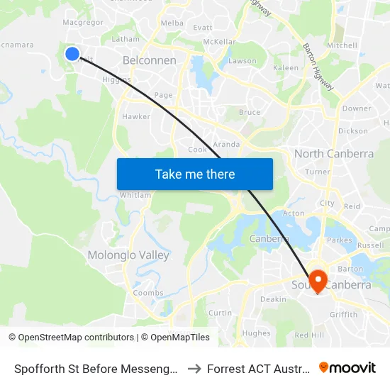 Spofforth St Before Messenger St to Forrest ACT Australia map