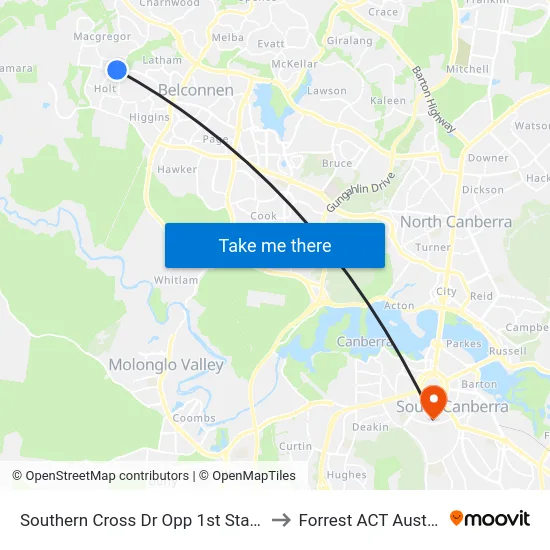 Southern Cross Dr Opp 1st Starke St to Forrest ACT Australia map