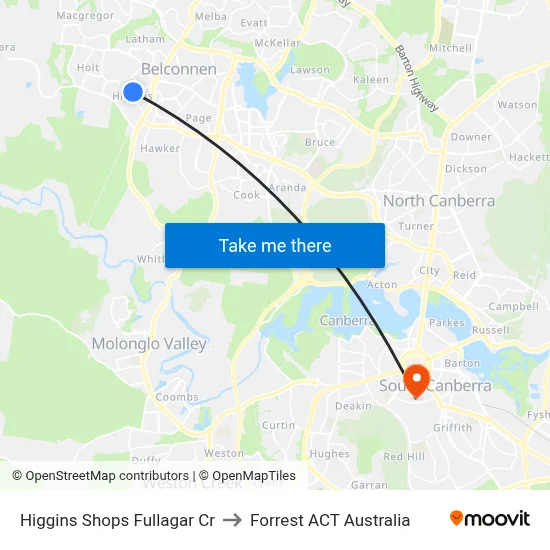 Higgins Shops Fullagar Cr to Forrest ACT Australia map