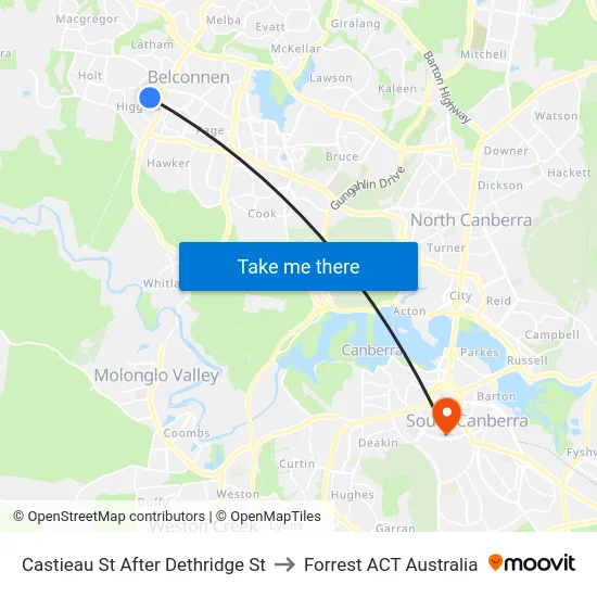 Castieau St After Dethridge St to Forrest ACT Australia map