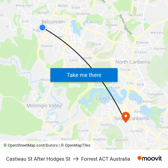 Castieau St After Hodges St to Forrest ACT Australia map