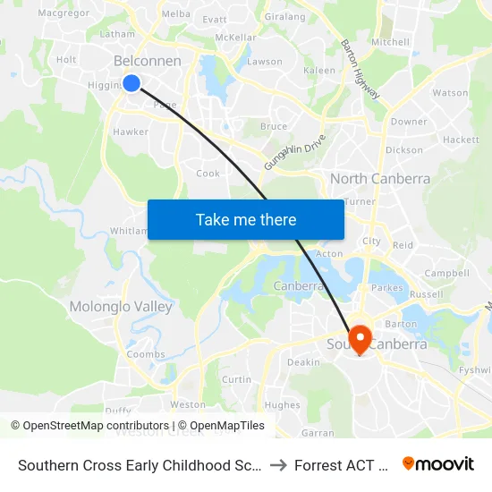 Southern Cross Early Childhood School Wirraway Cr to Forrest ACT Australia map
