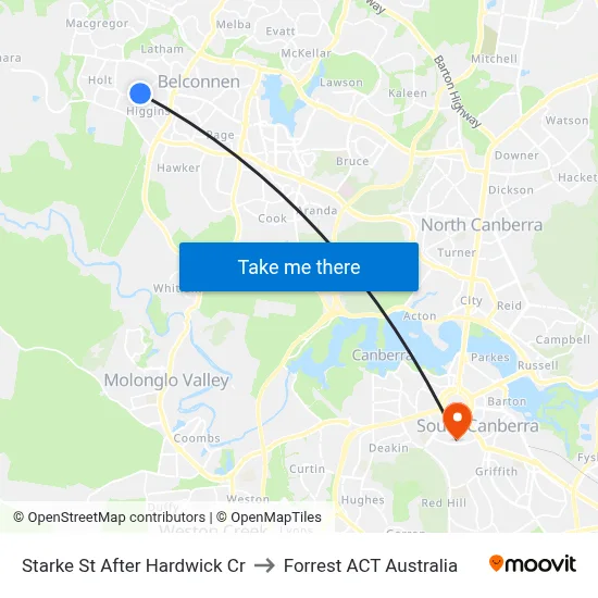 Starke St After Hardwick Cr to Forrest ACT Australia map