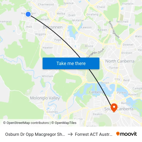 Osburn Dr Opp Macgregor Shops to Forrest ACT Australia map