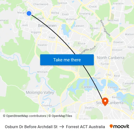 Osburn Dr Before Archdall St to Forrest ACT Australia map