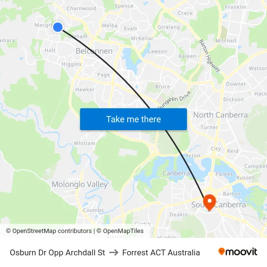 Osburn Dr Opp Archdall St to Forrest ACT Australia map