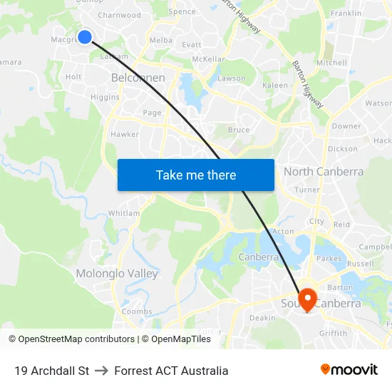 19 Archdall St to Forrest ACT Australia map