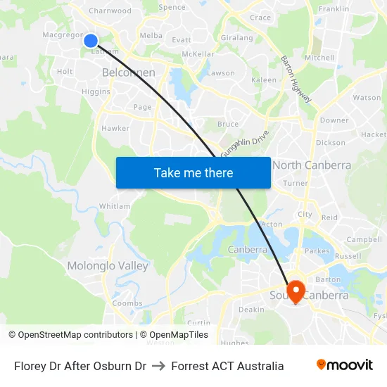 Florey Dr After Osburn Dr to Forrest ACT Australia map