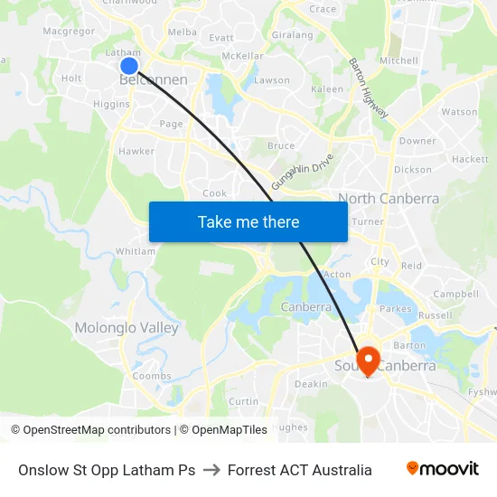 Onslow St Opp Latham Ps to Forrest ACT Australia map