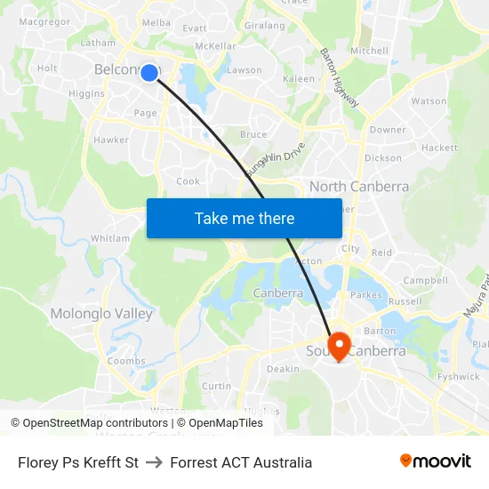 Florey Ps Krefft St to Forrest ACT Australia map