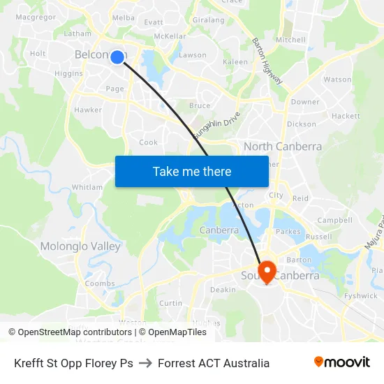 Krefft St Opp Florey Ps to Forrest ACT Australia map