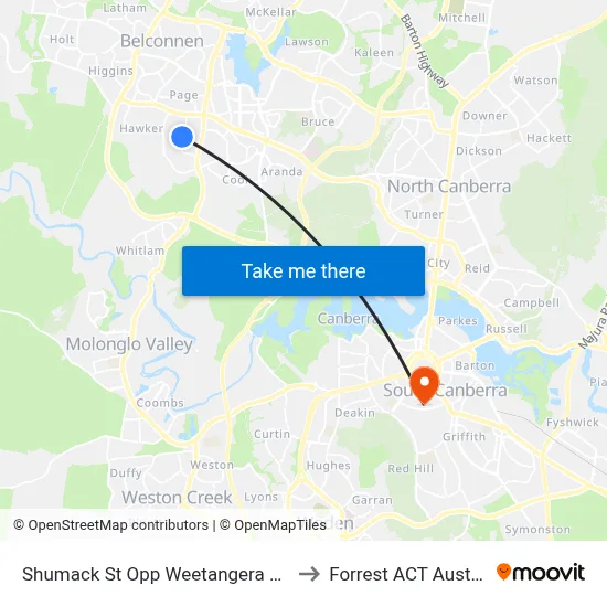 Shumack St Opp Weetangera Shops to Forrest ACT Australia map