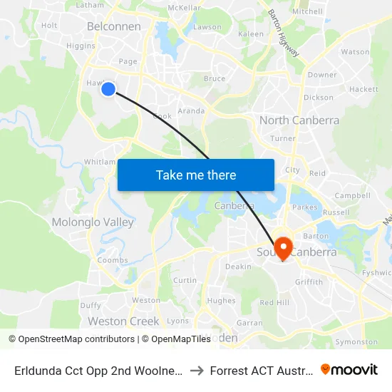 Erldunda Cct Opp 2nd Woolner Cct to Forrest ACT Australia map