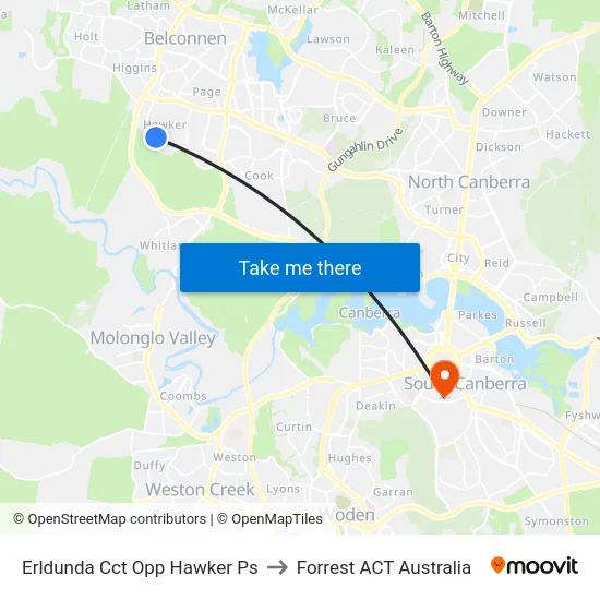 Erldunda Cct Opp Hawker Ps to Forrest ACT Australia map