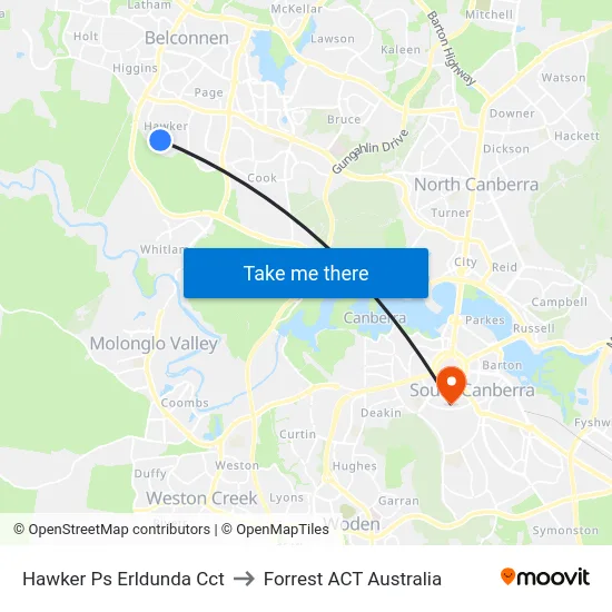 Hawker Ps Erldunda Cct to Forrest ACT Australia map