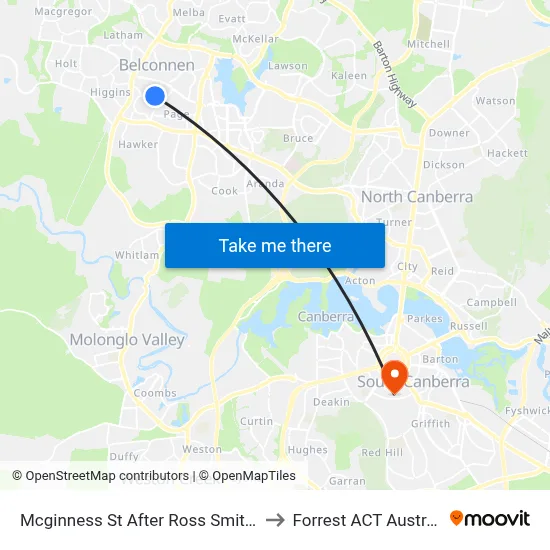 Mcginness St After Ross Smith Cr to Forrest ACT Australia map