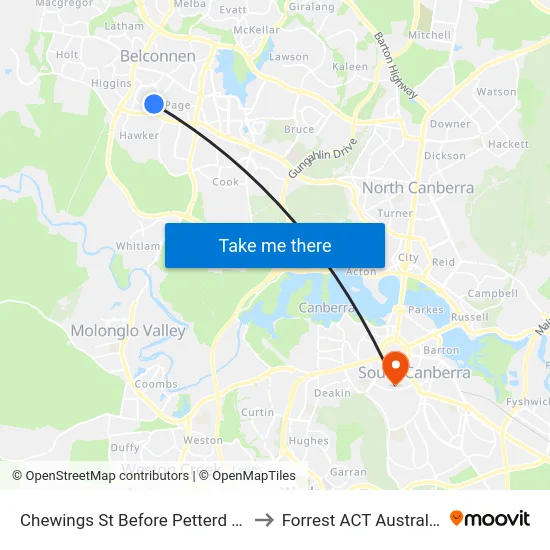Chewings St Before Petterd St to Forrest ACT Australia map