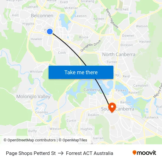 Page Shops Petterd St to Forrest ACT Australia map