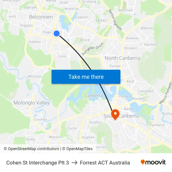 Cohen St Interchange Plt 3 to Forrest ACT Australia map