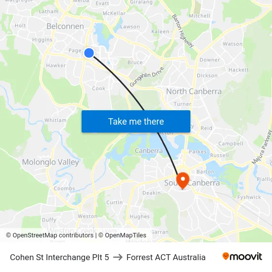 Cohen St Interchange Plt 5 to Forrest ACT Australia map