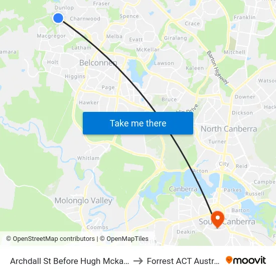 Archdall St Before Hugh Mckay Cr to Forrest ACT Australia map