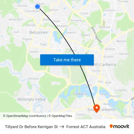 Tillyard Dr Before Kerrigan St to Forrest ACT Australia map