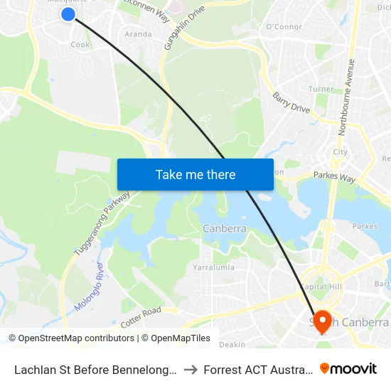 Lachlan St Before Bennelong Cr to Forrest ACT Australia map