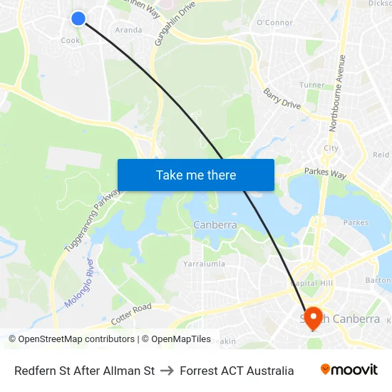 Redfern St After Allman St to Forrest ACT Australia map