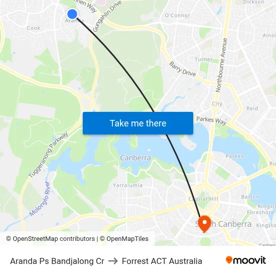Aranda Ps Bandjalong Cr to Forrest ACT Australia map