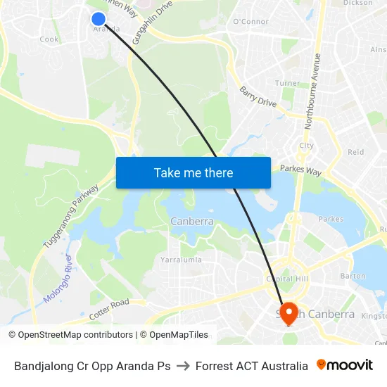 Bandjalong Cr Opp Aranda Ps to Forrest ACT Australia map