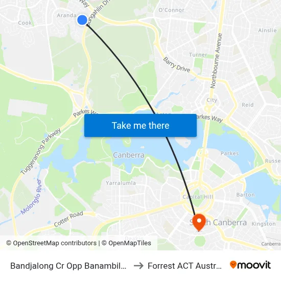 Bandjalong Cr Opp Banambila St to Forrest ACT Australia map