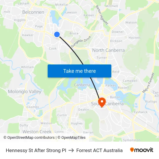 Hennessy St After Strong Pl to Forrest ACT Australia map