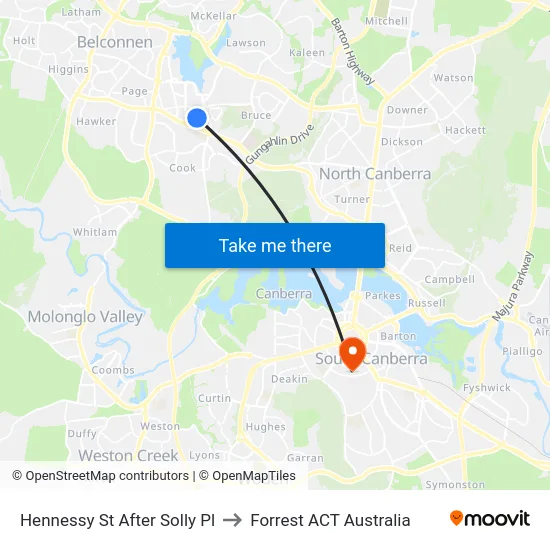 Hennessy St After Solly Pl to Forrest ACT Australia map