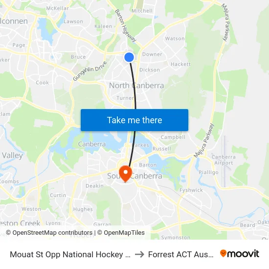 Mouat St Opp National Hockey Centre to Forrest ACT Australia map