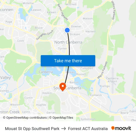 Mouat St Opp Southwell Park to Forrest ACT Australia map