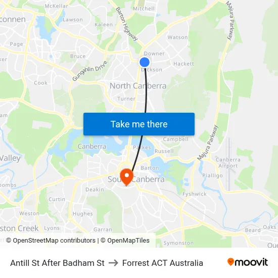 Antill St After Badham St to Forrest ACT Australia map