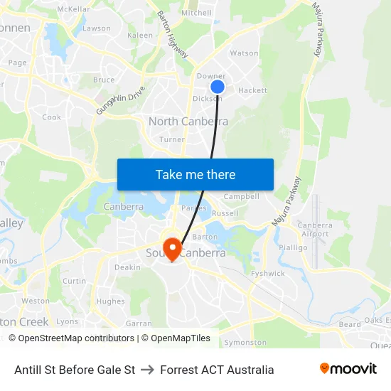 Antill St Before Gale St to Forrest ACT Australia map