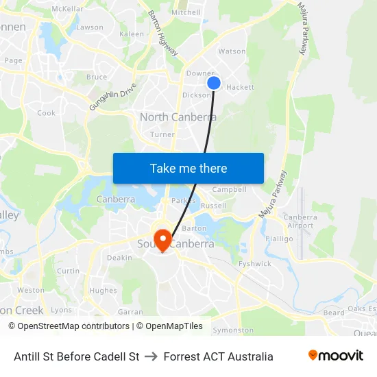 Antill St Before Cadell St to Forrest ACT Australia map