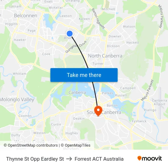 Thynne St Opp Eardley St to Forrest ACT Australia map