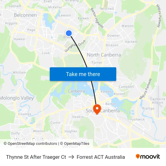 Thynne St After Traeger Ct to Forrest ACT Australia map