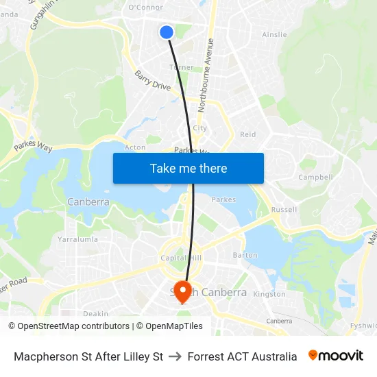 Macpherson St After Lilley St to Forrest ACT Australia map
