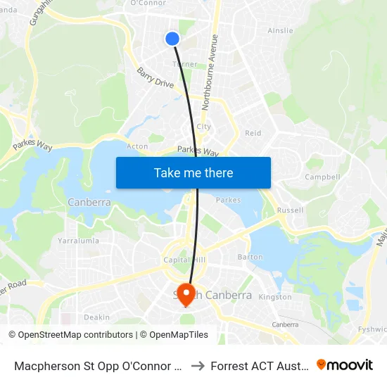 Macpherson St Opp O'Connor Shops to Forrest ACT Australia map