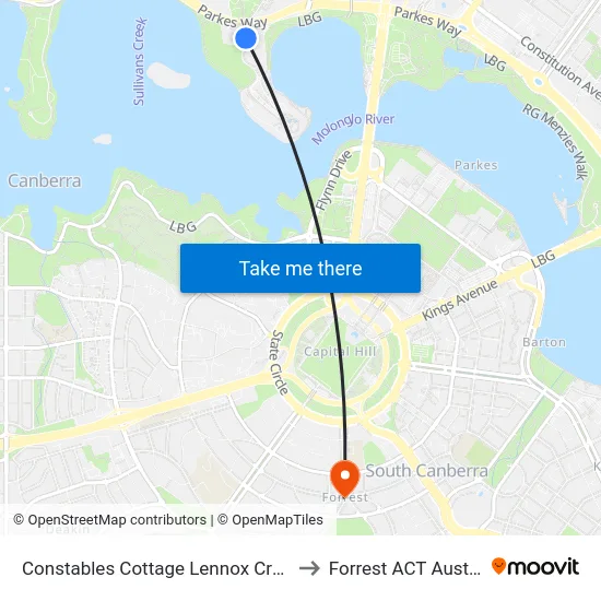 Constables Cottage Lennox Crossing to Forrest ACT Australia map